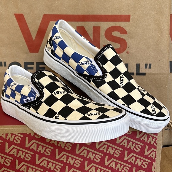 Vans Classic Slip On Big Check Black/Navy sneakers WMNS - Picture 5 of 16